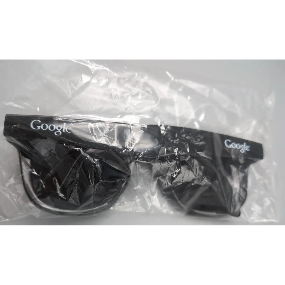 Google SWAG Black Sunglasses Unisex UV Protection Foldable White Retro SerifLogo